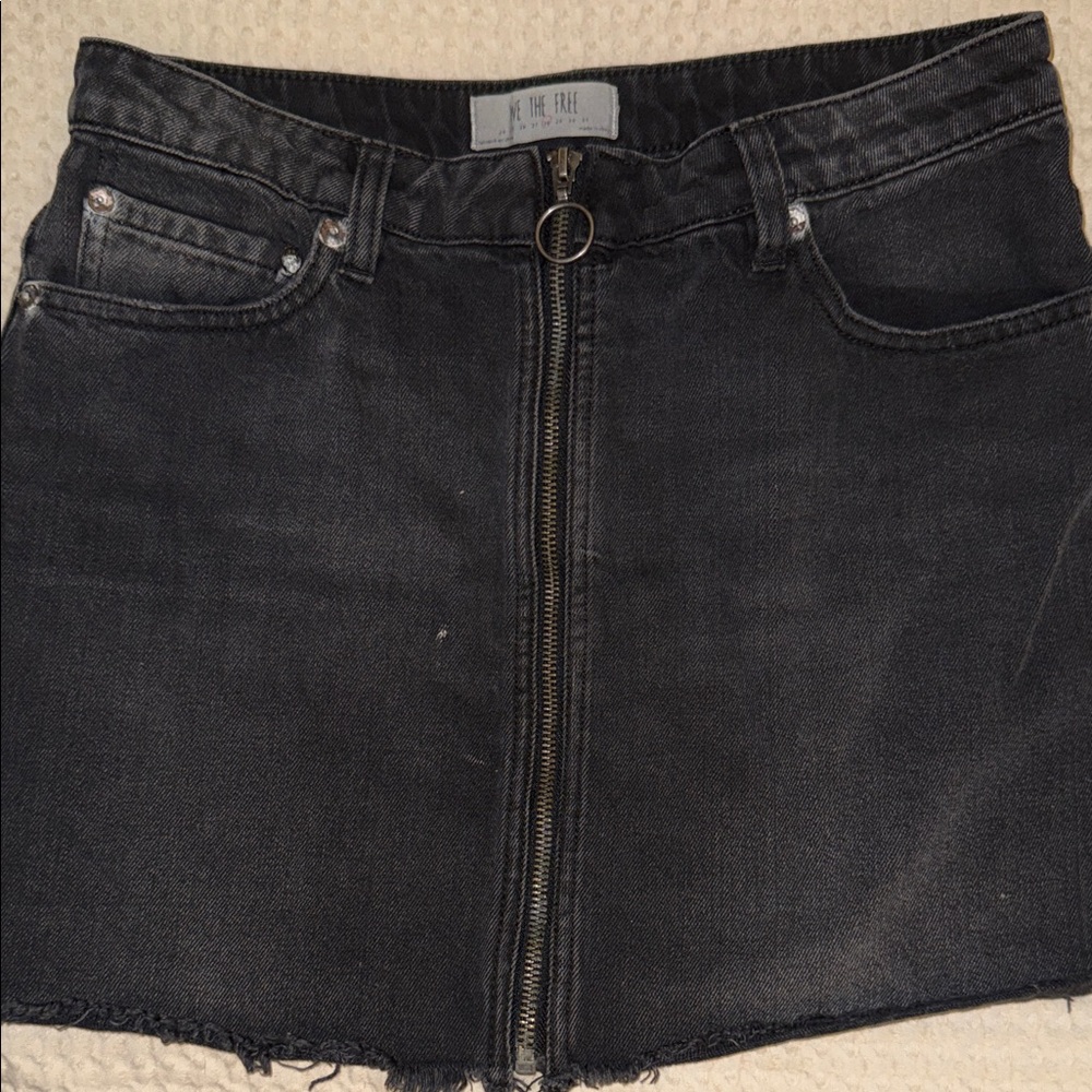 We The Free Black Denim Mini Skirt
